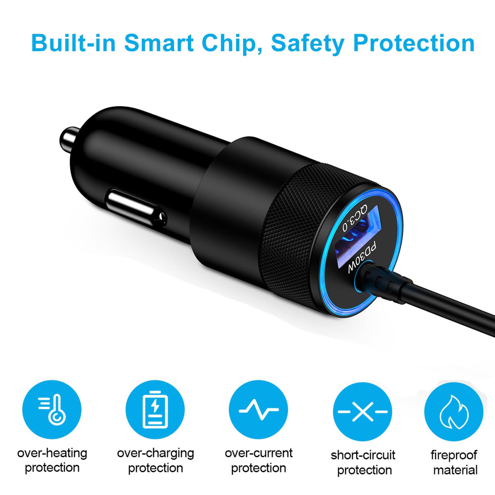 Adattatore caricabatterie da auto veloce per Motorola Razr Ultra 2025, Moto G Stylus/Power/Play 2025 2024 5G, caricabatterie veloce per Edge, Edge+, Edge Plus 2022 2023 2024, con cavo da 91 cm