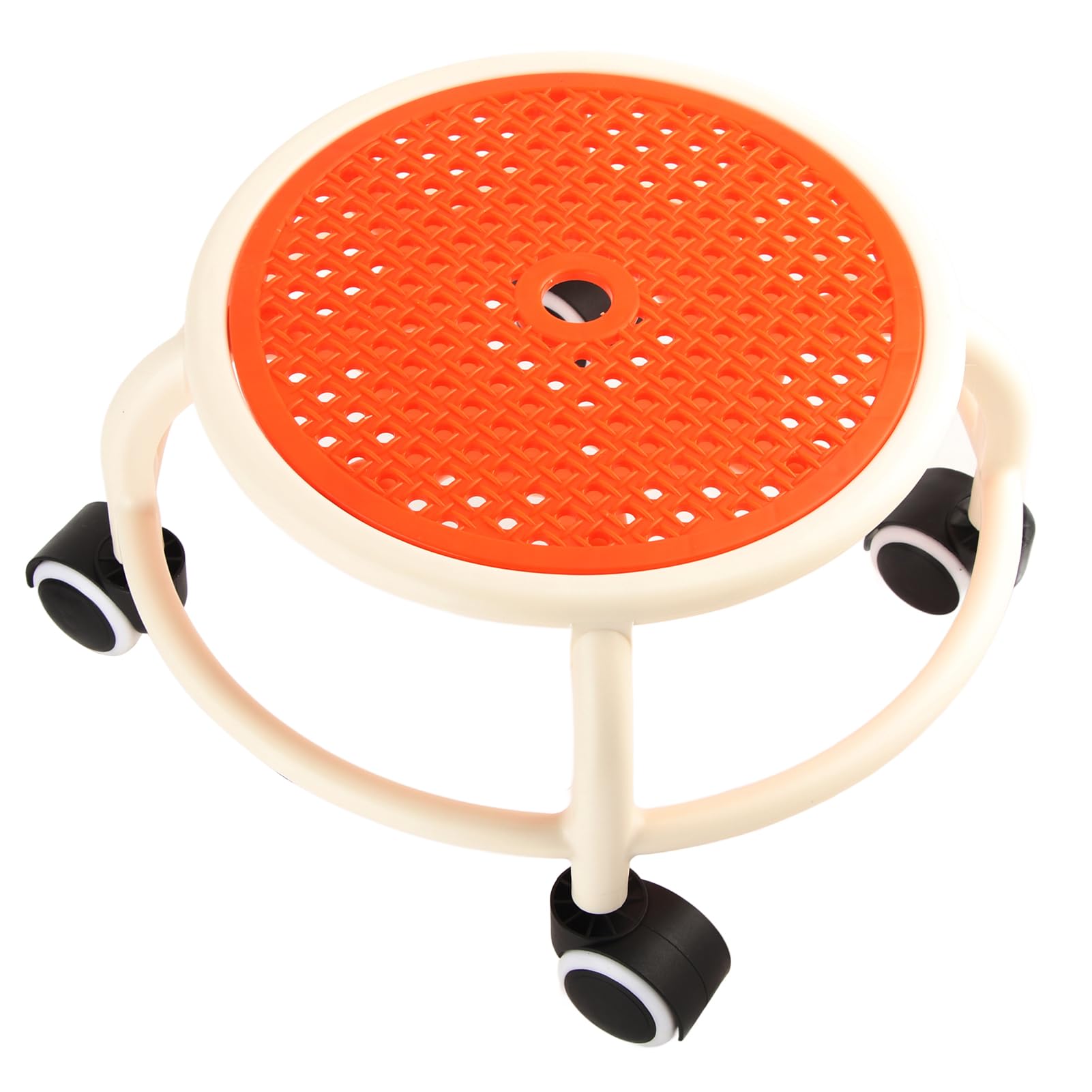 Qcwwy Drehhocker, Stilvoller, Runder, Niedriger Rollhocker für zu Hause, Atmungsaktives Design, Hohe Tragfähigkeit, Kunststoff (ORANGE)