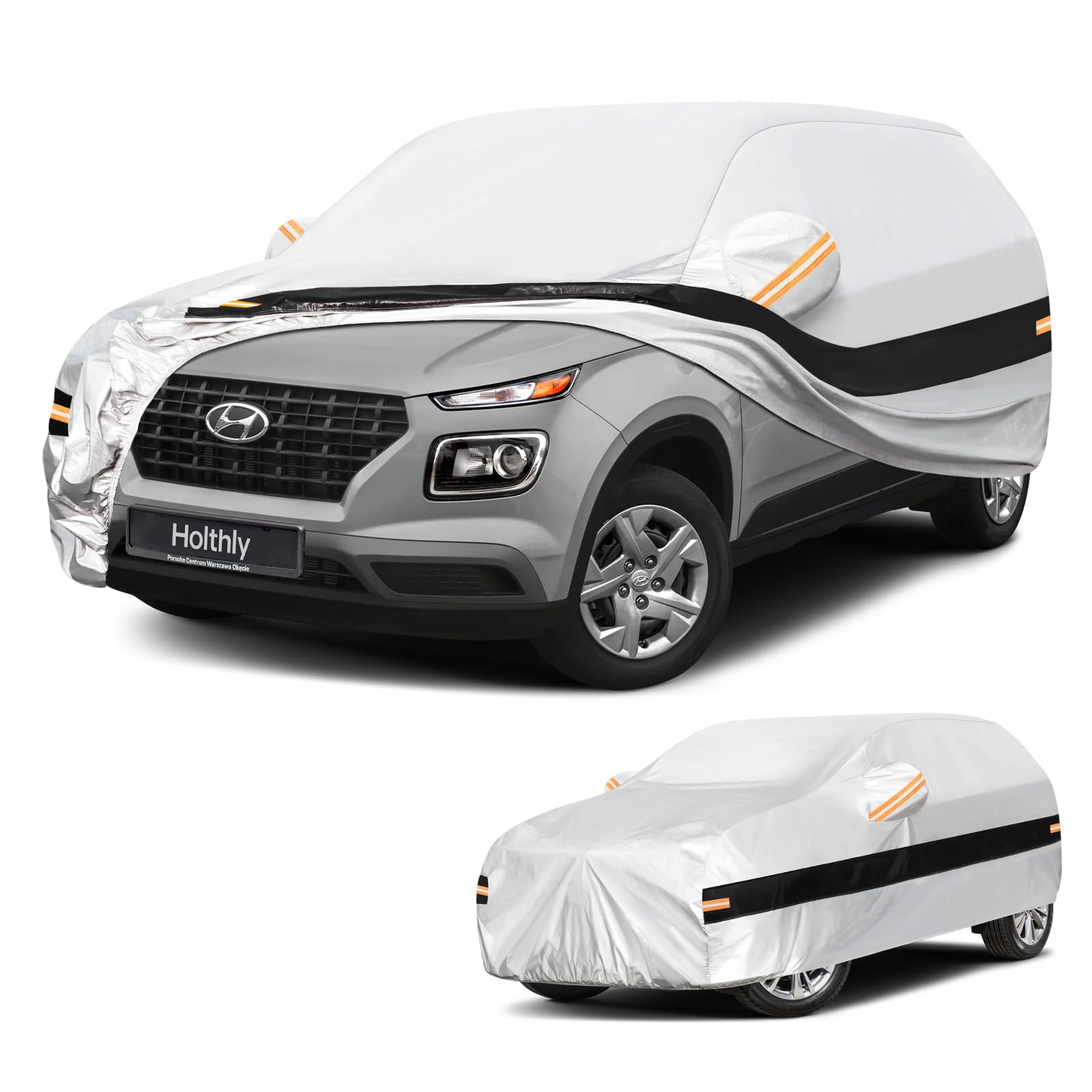 10 Layers SUV Car Cover Custom Fit for Hyundai Venue (2020-2026), Waterproof All Weather for Automobiles, Outdoor Full Cover Sun Rain Dust UV Protection with Cotton. Sliver