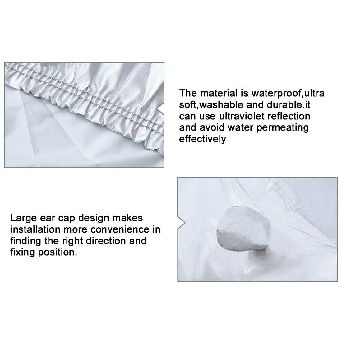 uxcell YL Silver Tone 170T Car Cover Outdoor Weather Waterproof Scratch Rain Snow Heat Resistant W Mirror Pocket — view 6