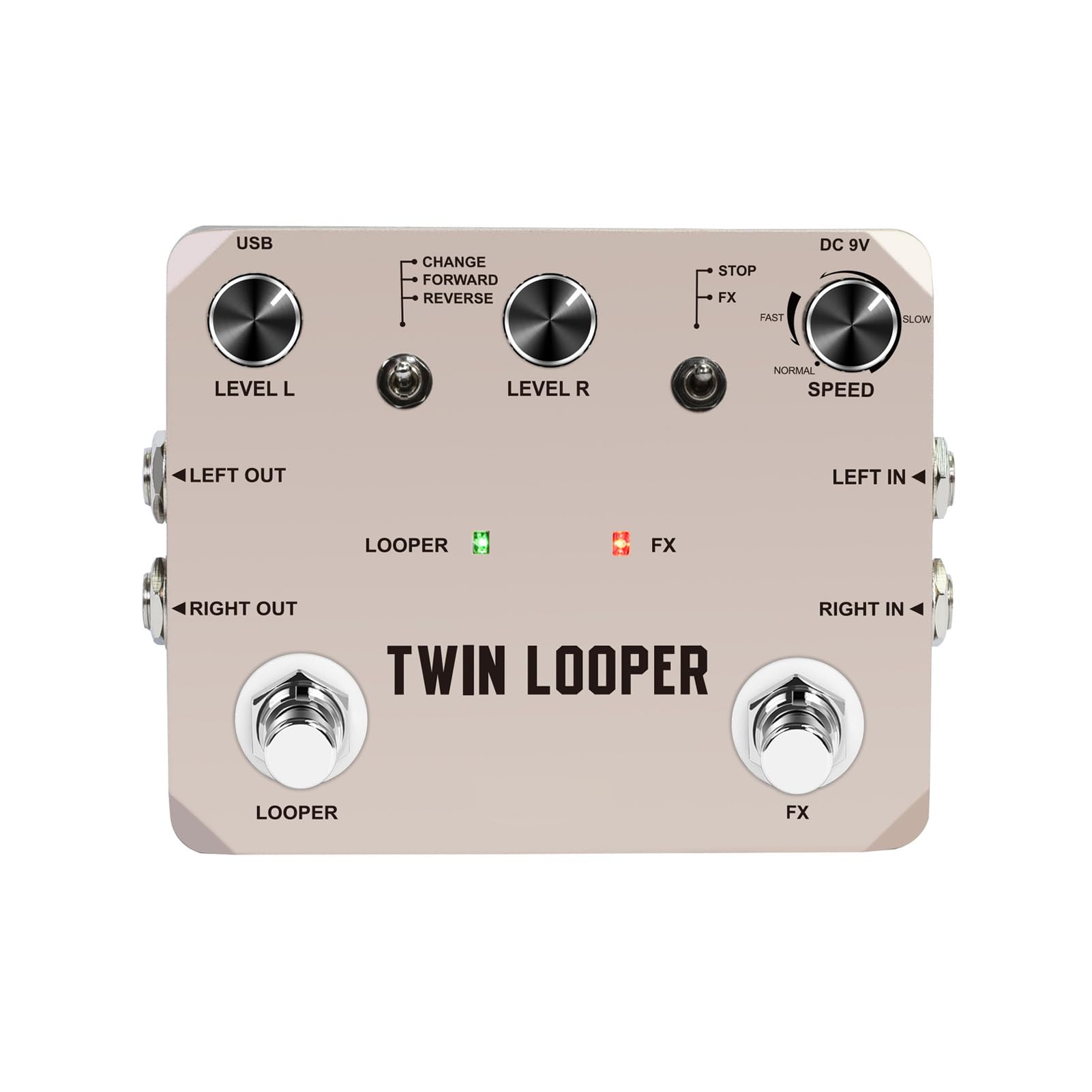 RiToEasysports Pedal Looper para Guitarra, 11 Tipos de Reproducción Grabación de 10 Minutos Muestreo de 24 Bits Aleación de Zinc, con 2 Interruptores de Pedal, para Efectos de Guitarra Eléctrica