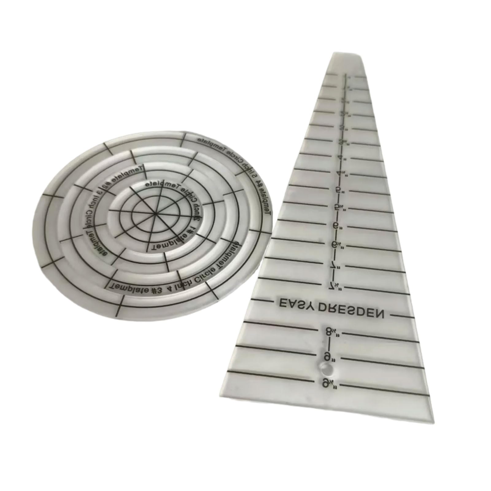 2Pcs Irregular Shape Acrylic Sewing Measuring Ruler Triangular Circular Shape Patchwork Stencils for Fabric Tailoring Sewing Measuring Tool