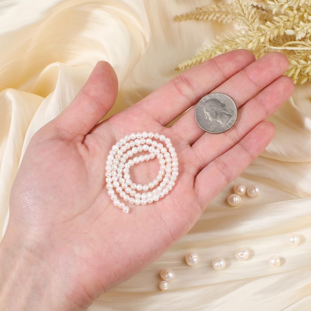110pcs Natural Freshwater Pearl Strand, 2-3mm Round Pearl Beads for Jewelry Making, Crafting, DIY Bracelets and Necklaces - Image 2