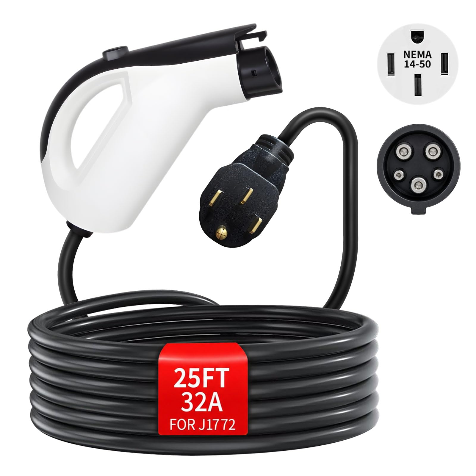 Level 2 EV Charger for J1772 EVs and PHEVs, 240V 32A, NEMA 14-50