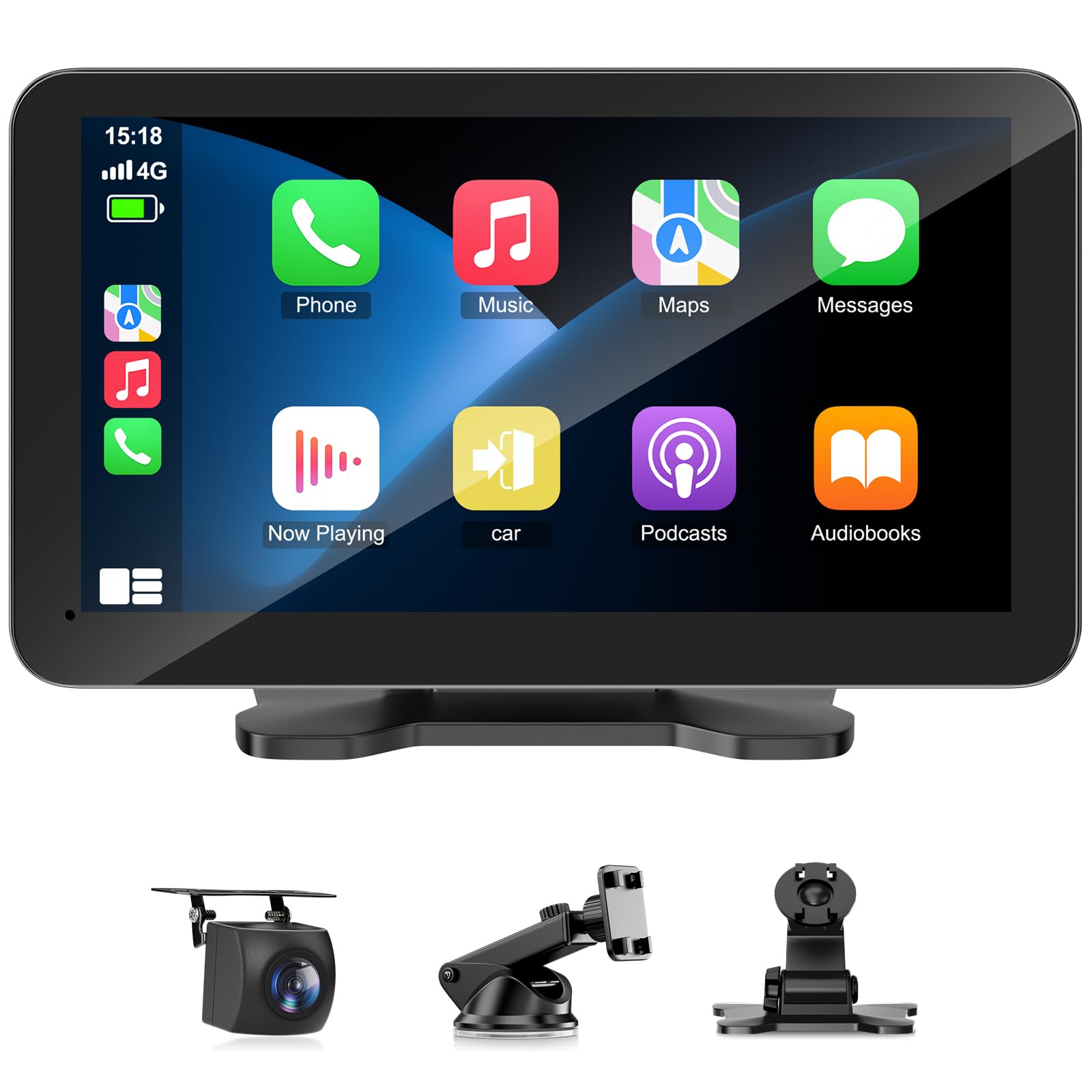 HAUXIY Wireless Apple Carplay Screen for Car, 7" HD Touchscreen with Apple Carplay &amp; Android Auto, Backup Camera, GPS Navigation/Mirror Link/Voice Control/BT/FM