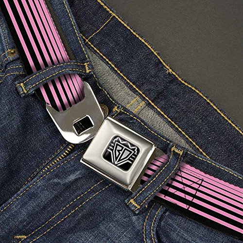 Cinturón de seguridad Buckle-Down de rayas negro y rosa de 1 pulgada para niños 2