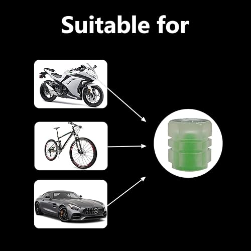 Miniatura 4 de Ziciner 12 tapones fluorescentes para válvula de neumático de automóvil, cubierta para vástago de válvula de rueda, brilla luminoso por la noche,