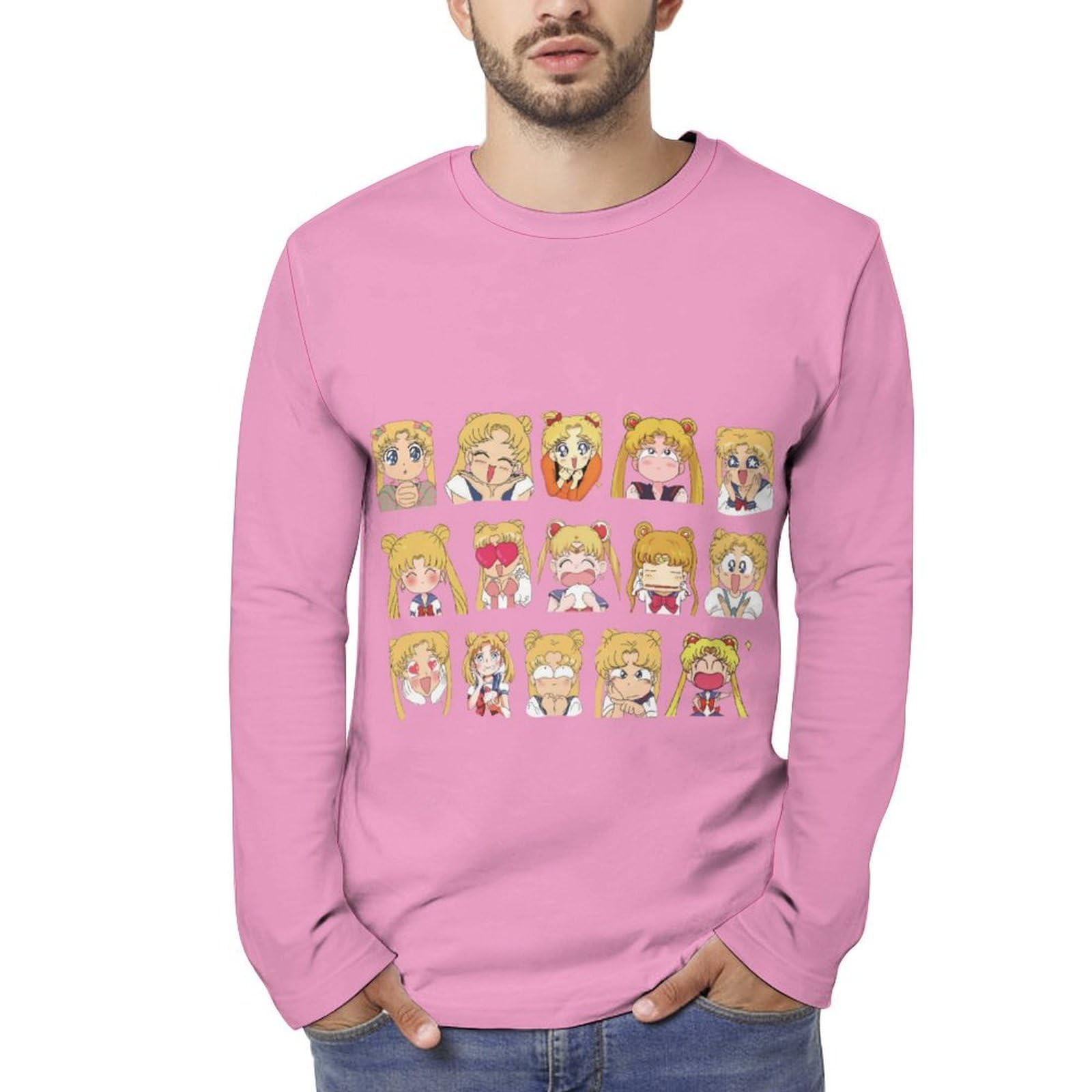 Amazon.co.jp: メンズ 長袖tシャツ 美少女戦士セーラームーン ピンク 