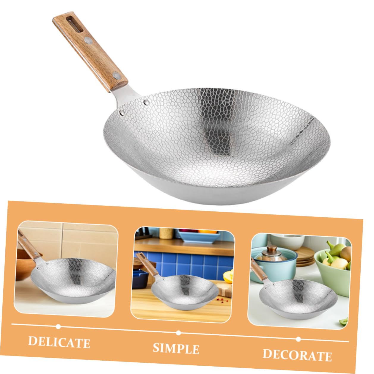 Healeved Wok in Acciaio Inox per Frittura e Cottura Multifunzione