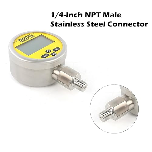 Miniatura 6 de Medidor de presión hidráulica digital de 2400PSI Sensor de presión Manómetro de presión con conector NPT de 1/4 de pulgada Entrada de base