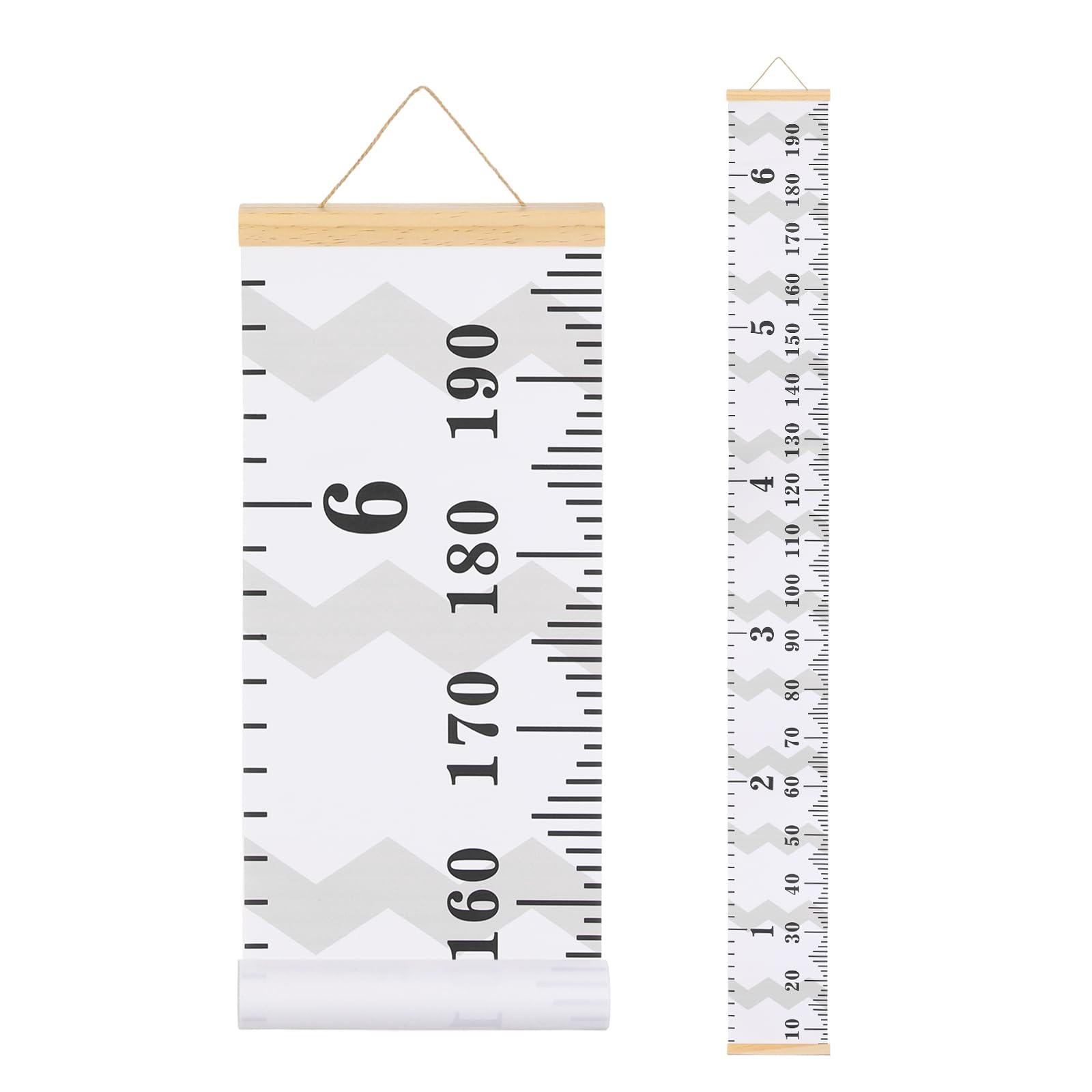 sourcing map Growth Chart for Wall, 195 x 20cm Removable Canvas Height Chart Ruler, Hanging Measurement Ruler for Bedroom Playroom Wall Decor (Gray, Wave Style)
