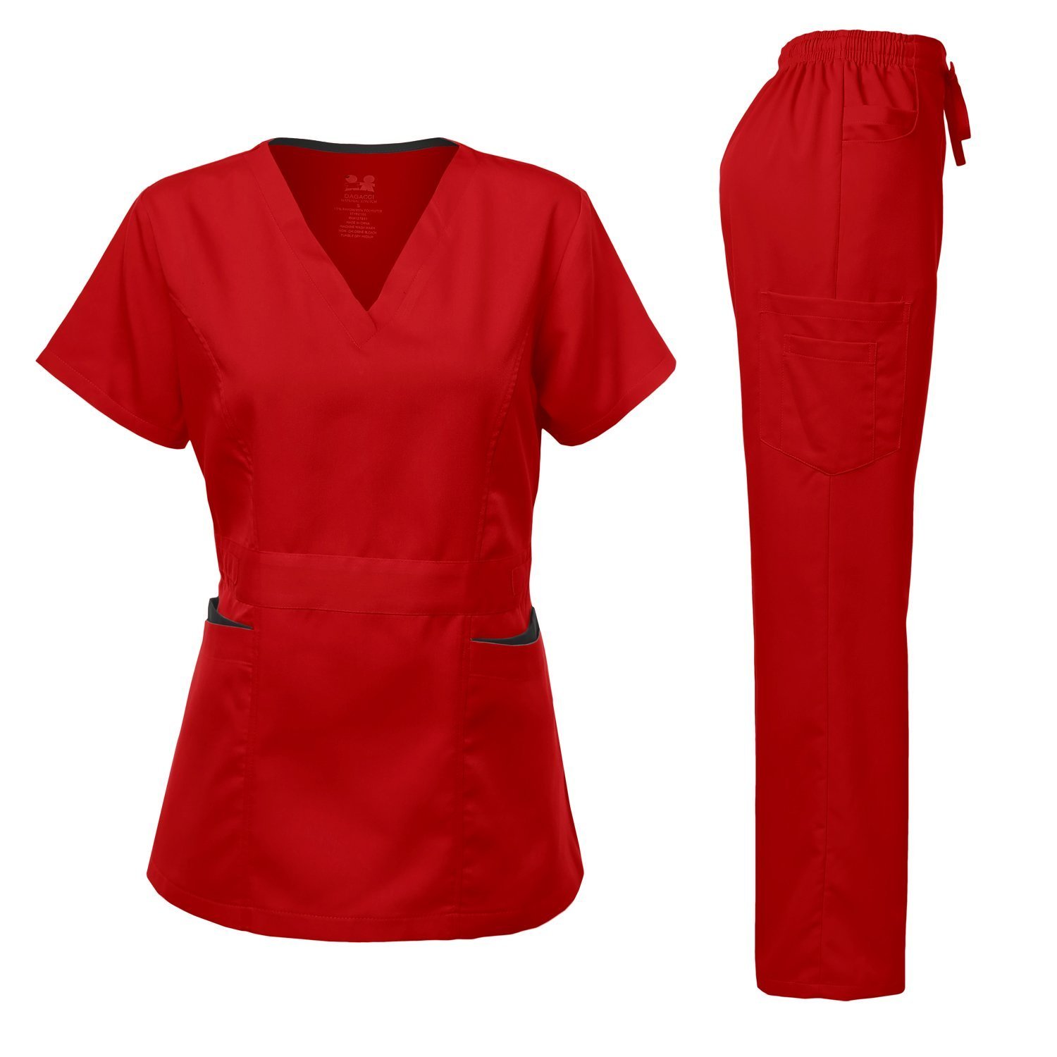 Dagacci Medical Uniform Women's Scrubs Set Stretch Ultra Soft Contrast Pocket