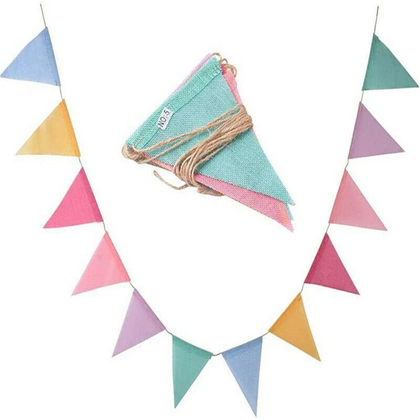 Wimpelkette, 10 Stück, 4 m, 12 Flaggen, bunt, Leinen, Wimpelkette, Banner, Geburtstag, Hochzeit, Weihnachten, Party, Dekoration, Wimpelkette zum Aufhängen