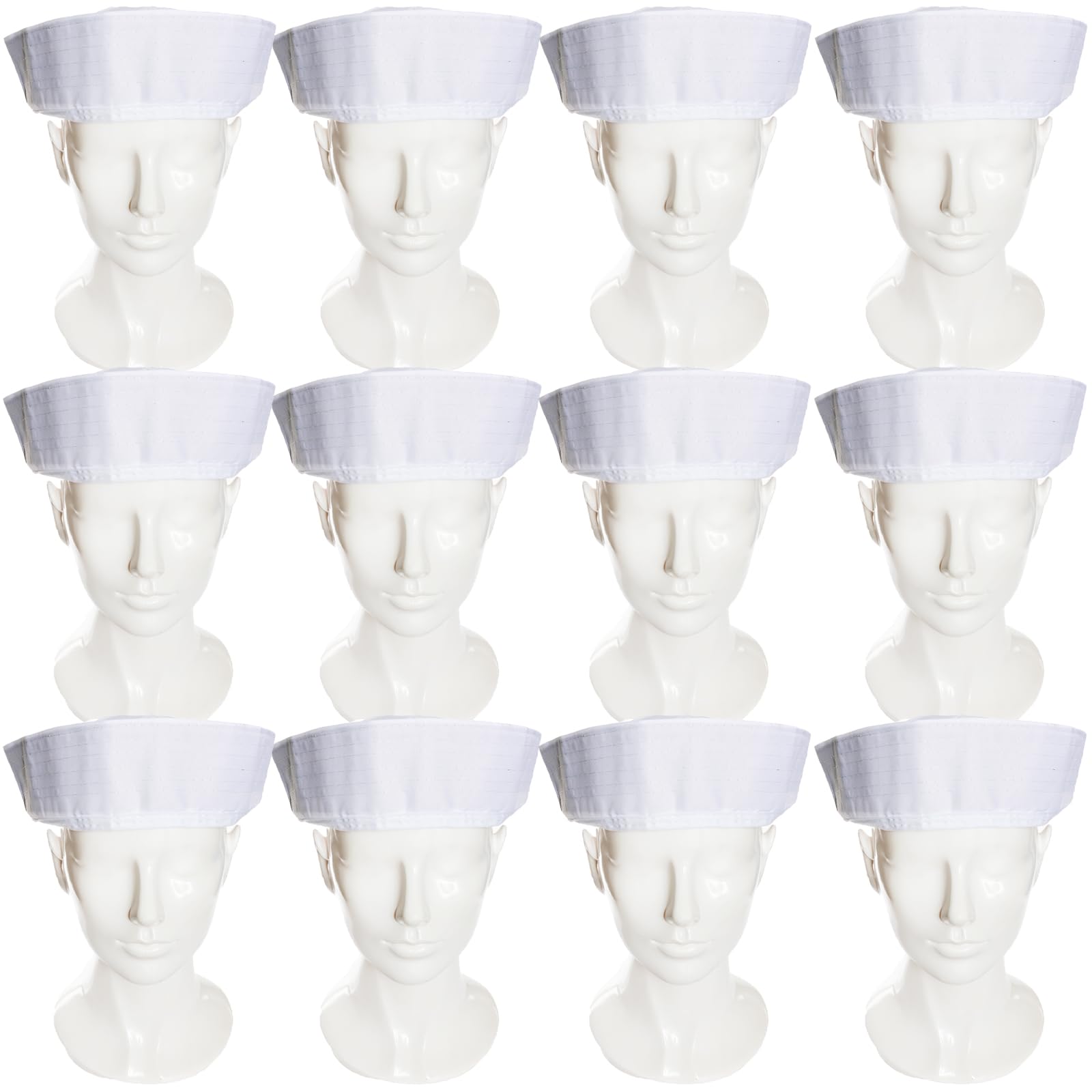 Adults Doughboy Sailor Hat - Pack of 12 - Classic All-White Sailor Hat - Adults Navy Sailor Fancy Dress Costume Accessory