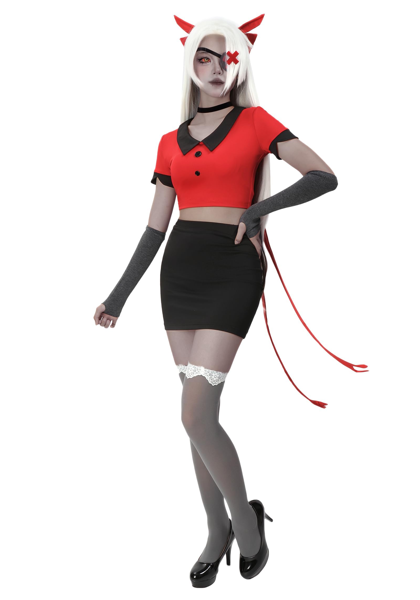 C-ZOFEK US Size Red Cosplay Costume Full Set Uniform Outfit for Women Halloween