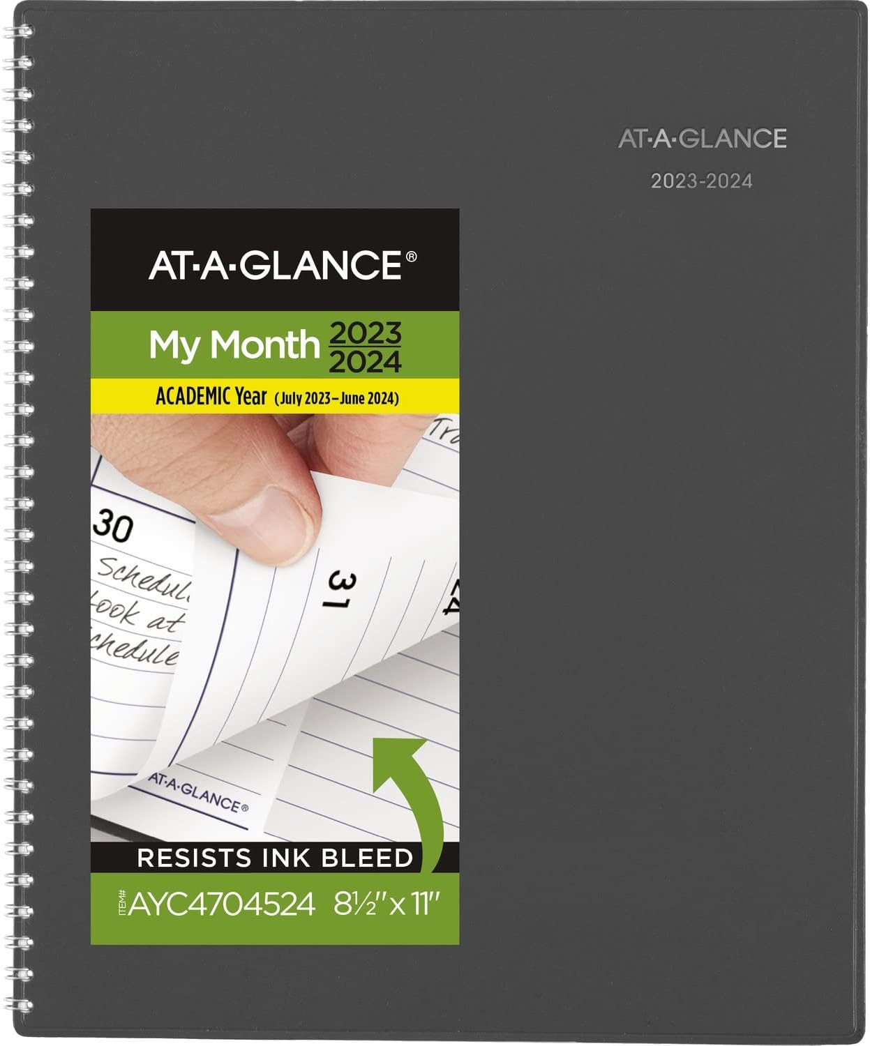 AT-A-GLANCE 2023-2024 Planner, Monthly Academic, 8-1/2" x 11", Large, DayMinder, Charcoal (AYC47045)