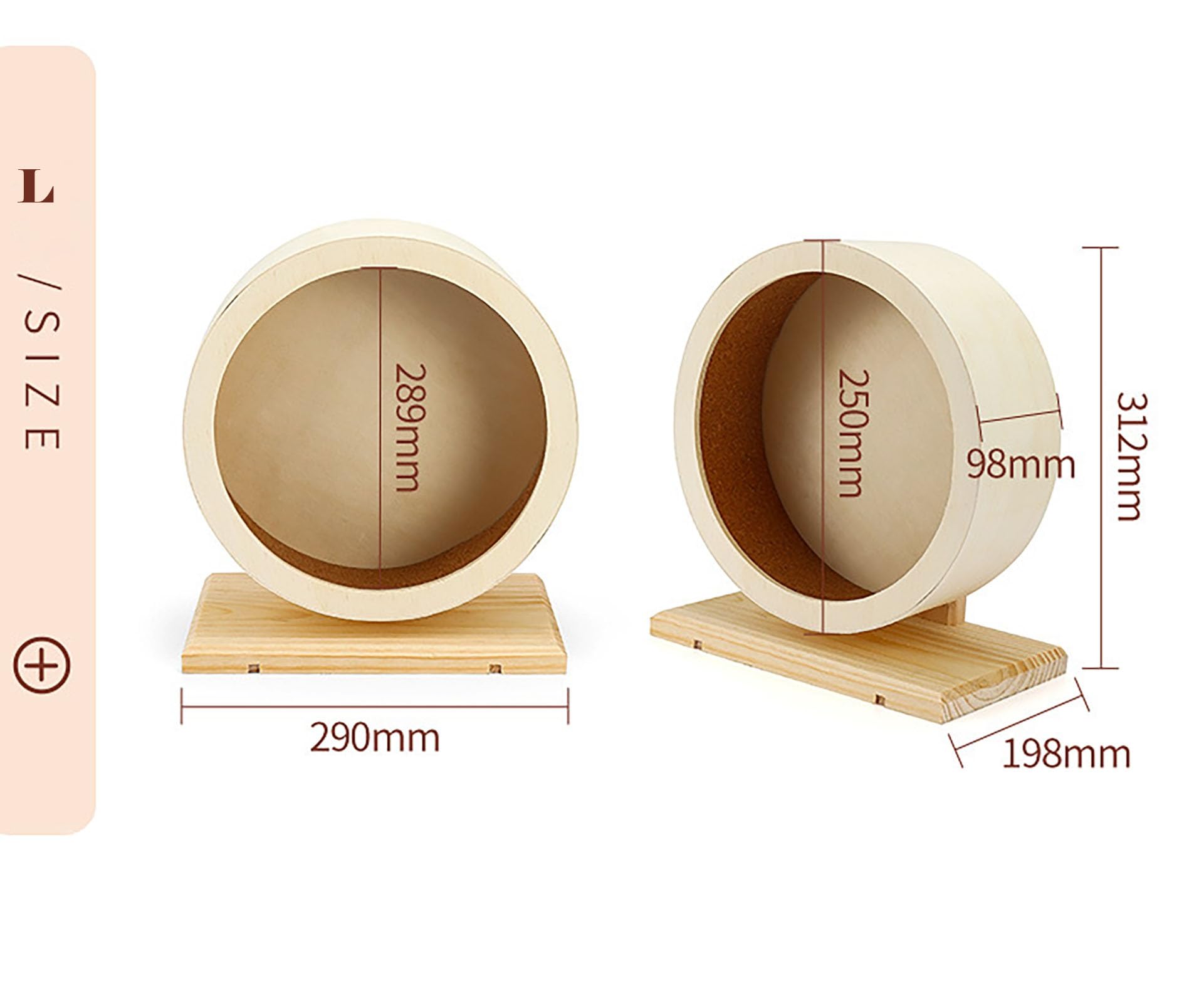 OMEM Roue d'exercice pour hamster, petits animaux en bois pour rat, cochon, chinchilla, gerbille, etc., L