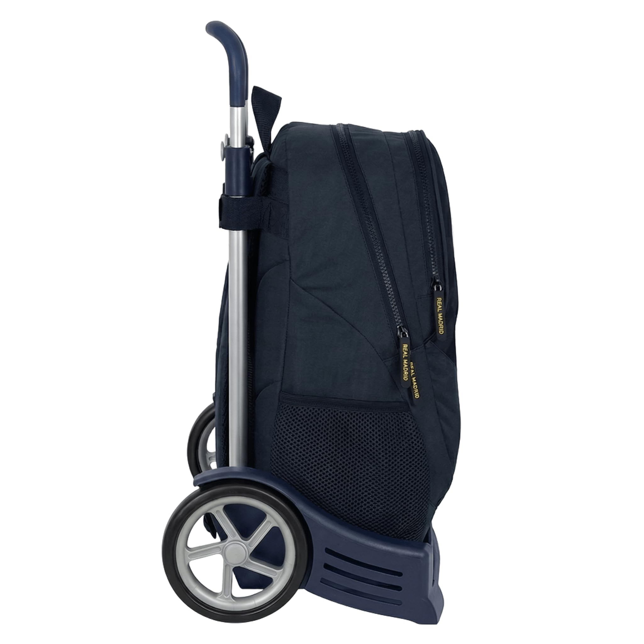 Real Madrid MOCH 665+CARRO EVOLUTION 2ª EQUIPACIÓN | Mochila con Carro Extraíble, Diseño Oficial, Espalda Acolchada, Hombreras Ergonómicas, Base Reforzada, Ruedas Silenciosas