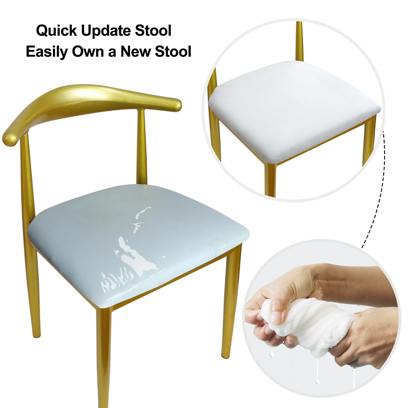 Coprisedia Rotondo Elasticizzati Coprisgabello Velluto Copriseduta Sgabello 36-50cm Coprisgabello Elastico,Tessuto di Lusso, Elastico Antirughe Lavabile e Antipolvere (4, Bianco)