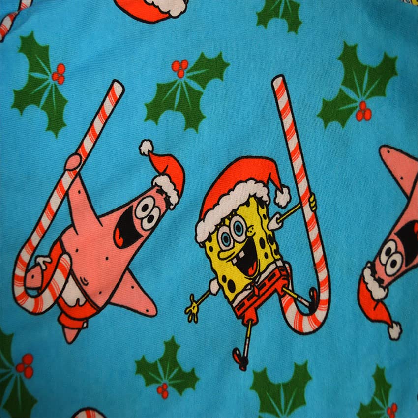 Briefly Stated Mens SpongeBob and Patrick Merry Christmas Boxer Shorts (Medium) Blue3