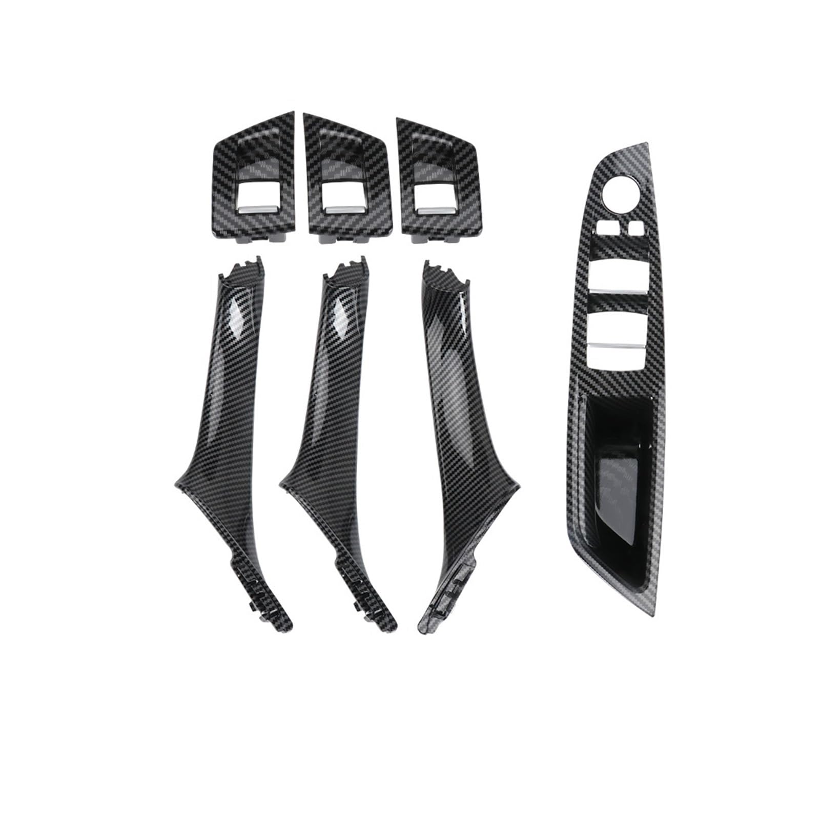 Hhfksci Car Interior Door Pull Handle 7Piece for BMW 5 Series F10 F18 523 525 528 LHD RHD 7 Colors Beige Black Carbon Fiber Car Interior Door Handle Pull(RHD Carbon)