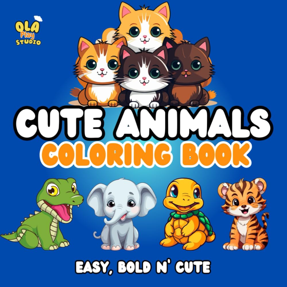 Cute Animals Coloring Book: Simple Cute Animals Coloring Book for Kids & Adults | Cute animals coloring book for teenagers & Adults | Cute animals Color Book for Adults