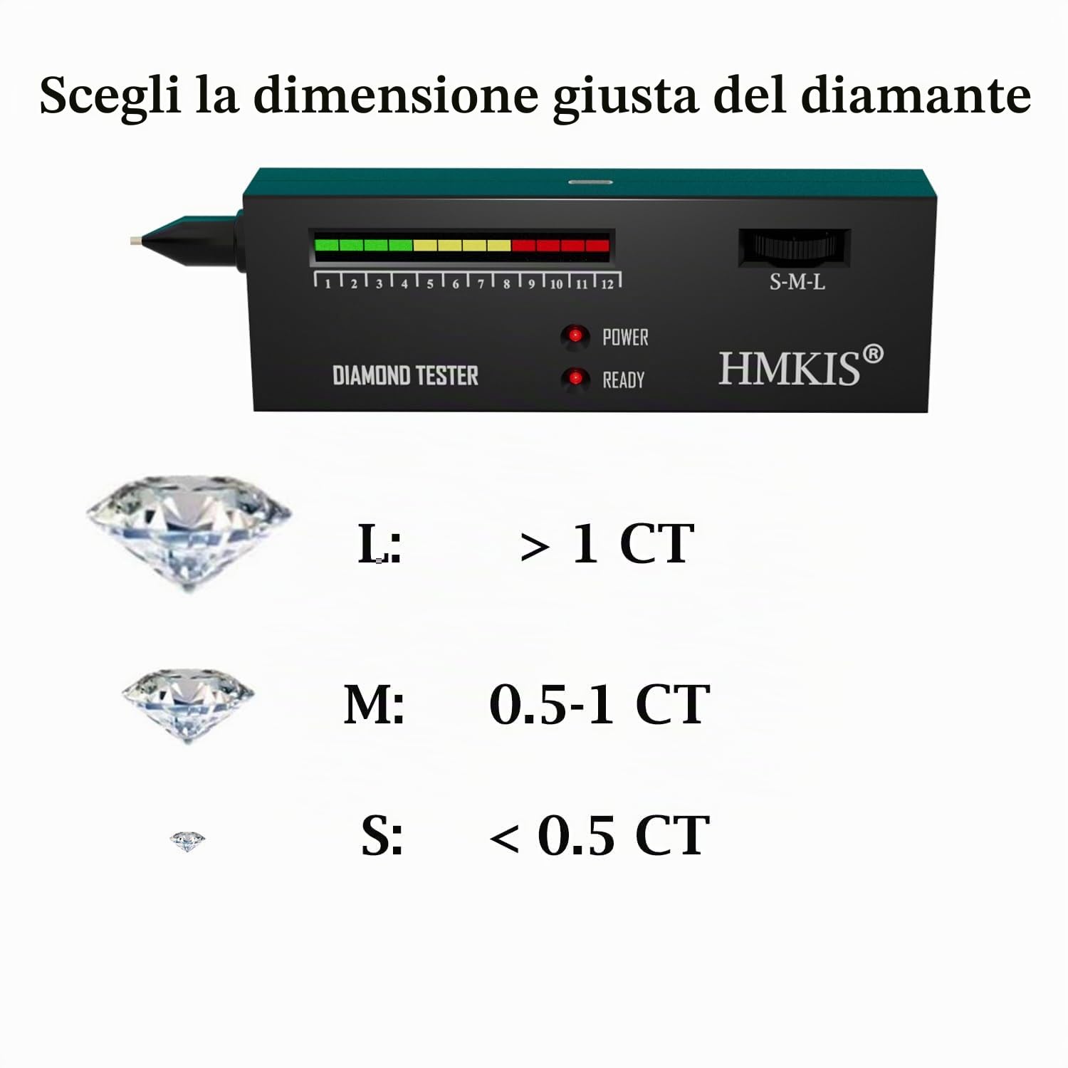 HMKIS Tester per diamanti, tester per gioielli ad alta precisione + mini ingrandimento LED 60x, selettore professionale per principianti ed esperti, misuratore di conducibilità termica