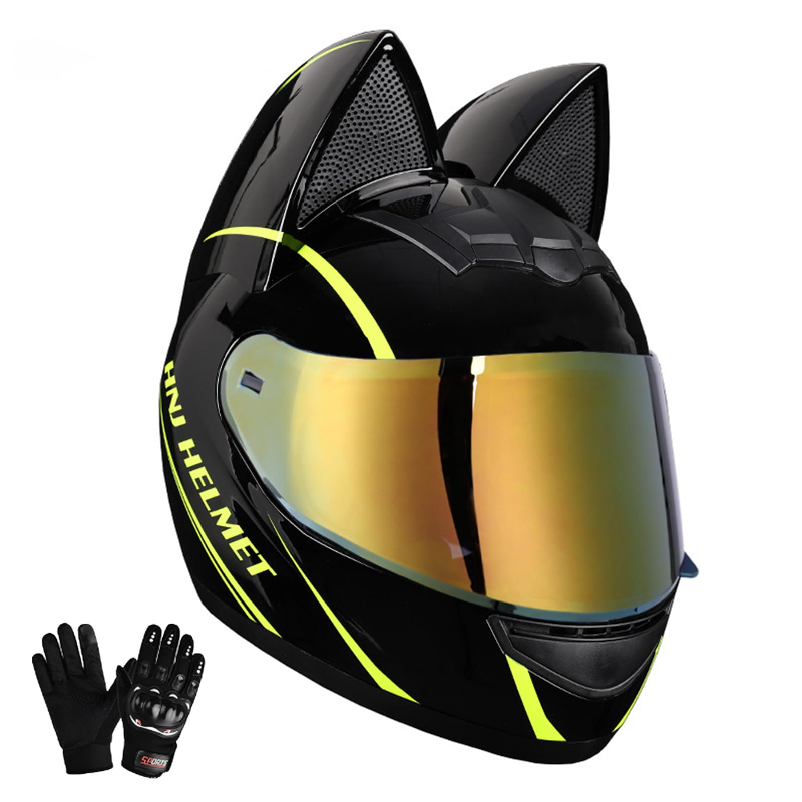 Motocykl kask osobowości kot uszy kask pełny motocykl z uszami kota, wszystkie pory roku oddychająca dla dorosłych mężczyzn i kobiet certyfikat ECE