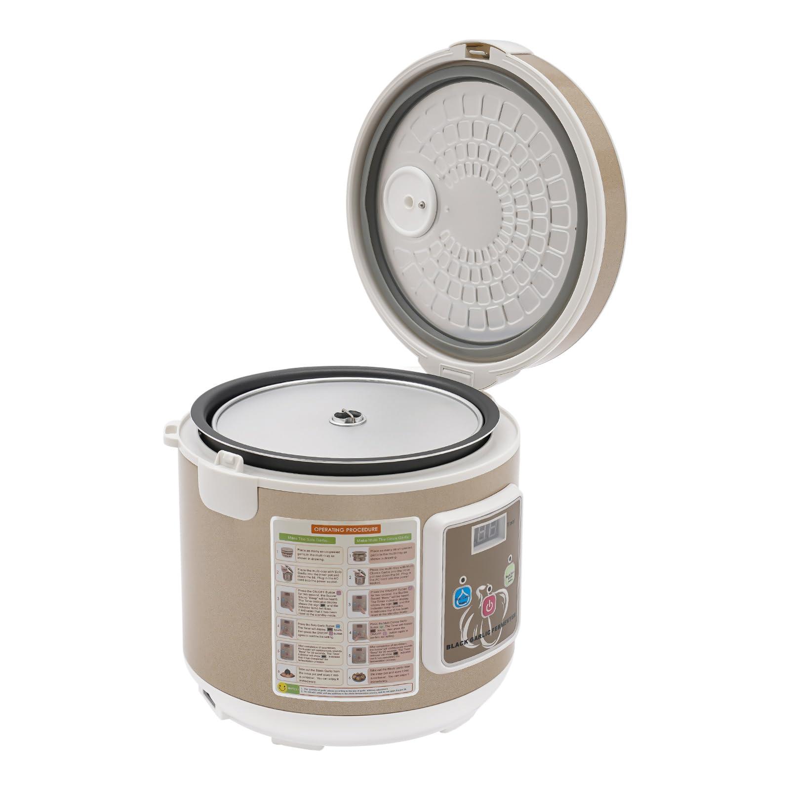 Schwarzer Knoblauch Fermenter Automatische 5L Schwarzen Knoblauch Fermentationsmaschine Automatische Steuerung Garlics Maker, Intelligente Black Garlic Fermenter, 360° Stereo Konstantheizung