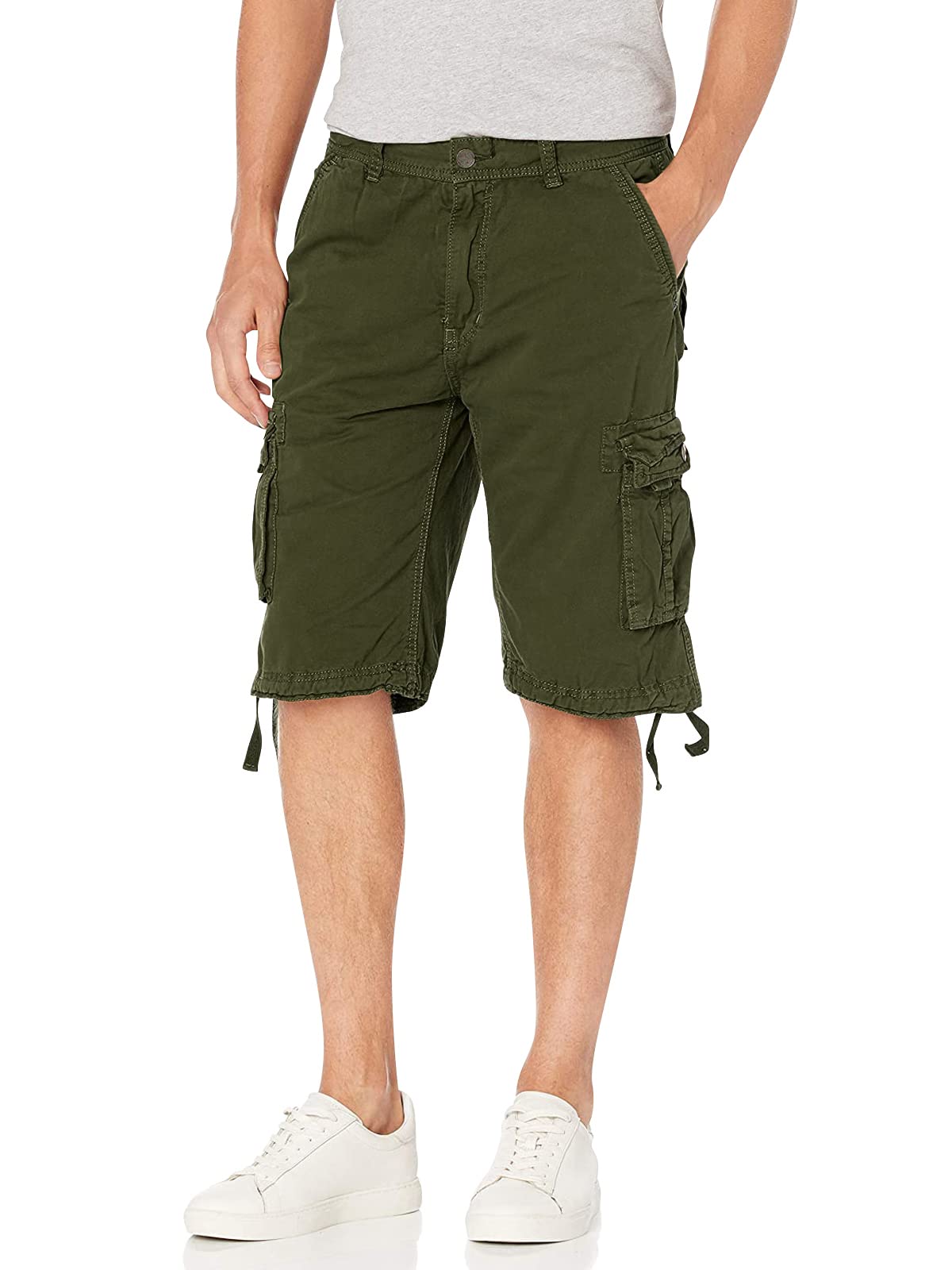 Homme Short Cargo de Combat en Coton Bermuda Décontracté avec Poches Multiples Taille Loose Shorts Casual Idéal pour Travail ou Extérieur Eté