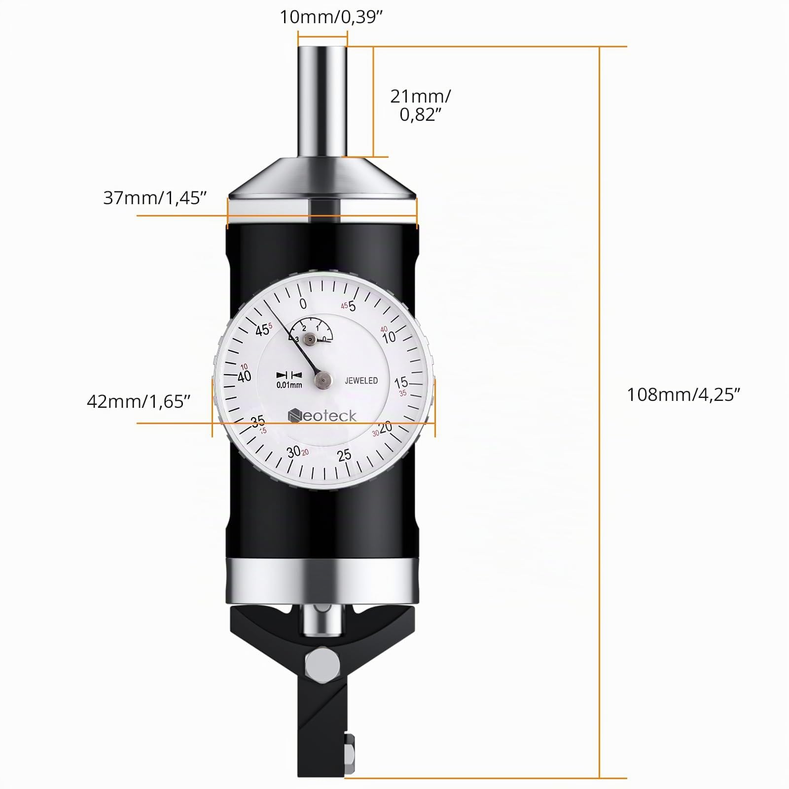 Neoteck Koaxiale Zentriermessuhr 0-3 mm/0,01 mm Messuhr-Set mit Aufbewahrungskoffer Genaue Co-Ax-Anzeige für das Testzifferblatt des Fräsmaschinenzentrums