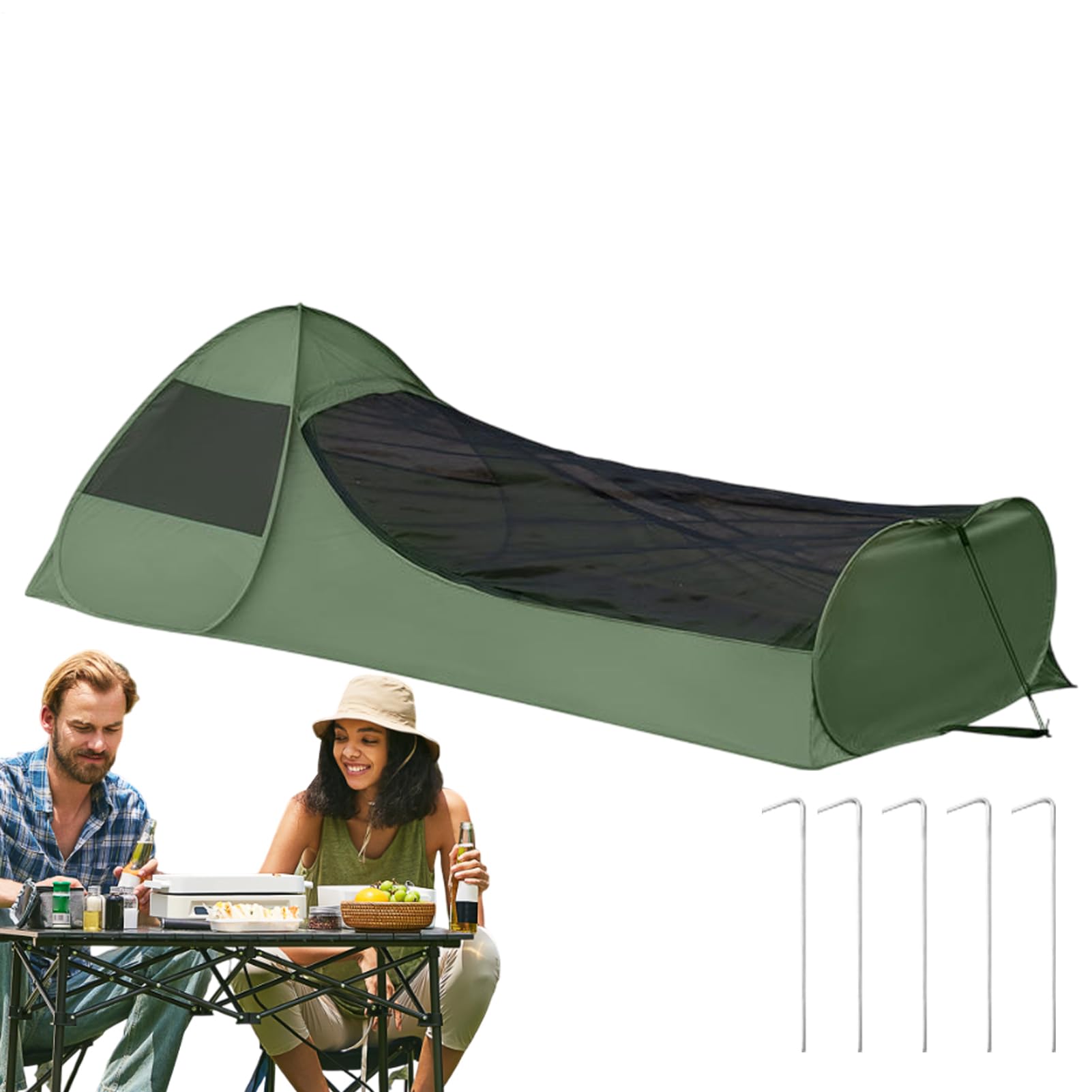 Carpa neta para acampar, cama individual plegable emergente - Soende Bag Net Carpa doble tirador cama toldo, protección de red más fina, equipo de respiración para viajes y viajes al aire libre