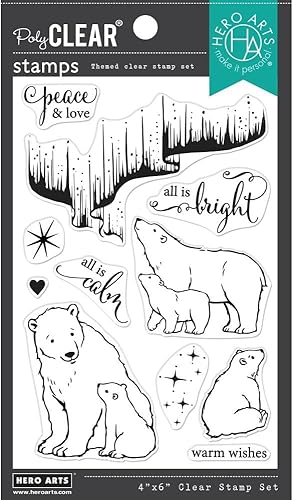 Hero Arts CM718 Northern Lights - Juego de sellos transparentes de osos polares disponible en Yaxa Peru