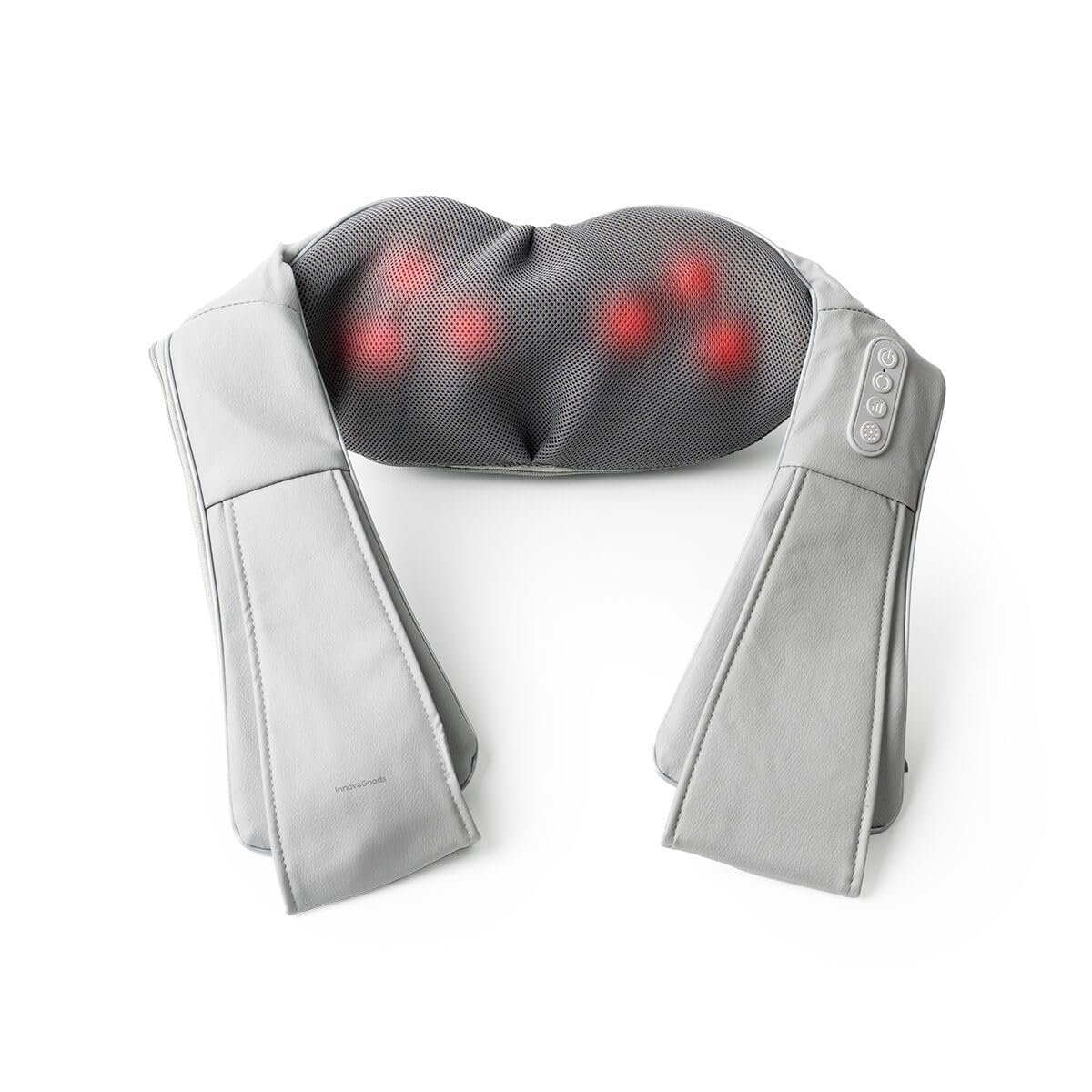 InnovaGoods® Shiatsu, massaggiatore cervicale elettrico con funzione di calore, 2 livelli di intensità, 2 testine ergonomiche rotanti, ideale per collo, schiena, lombare