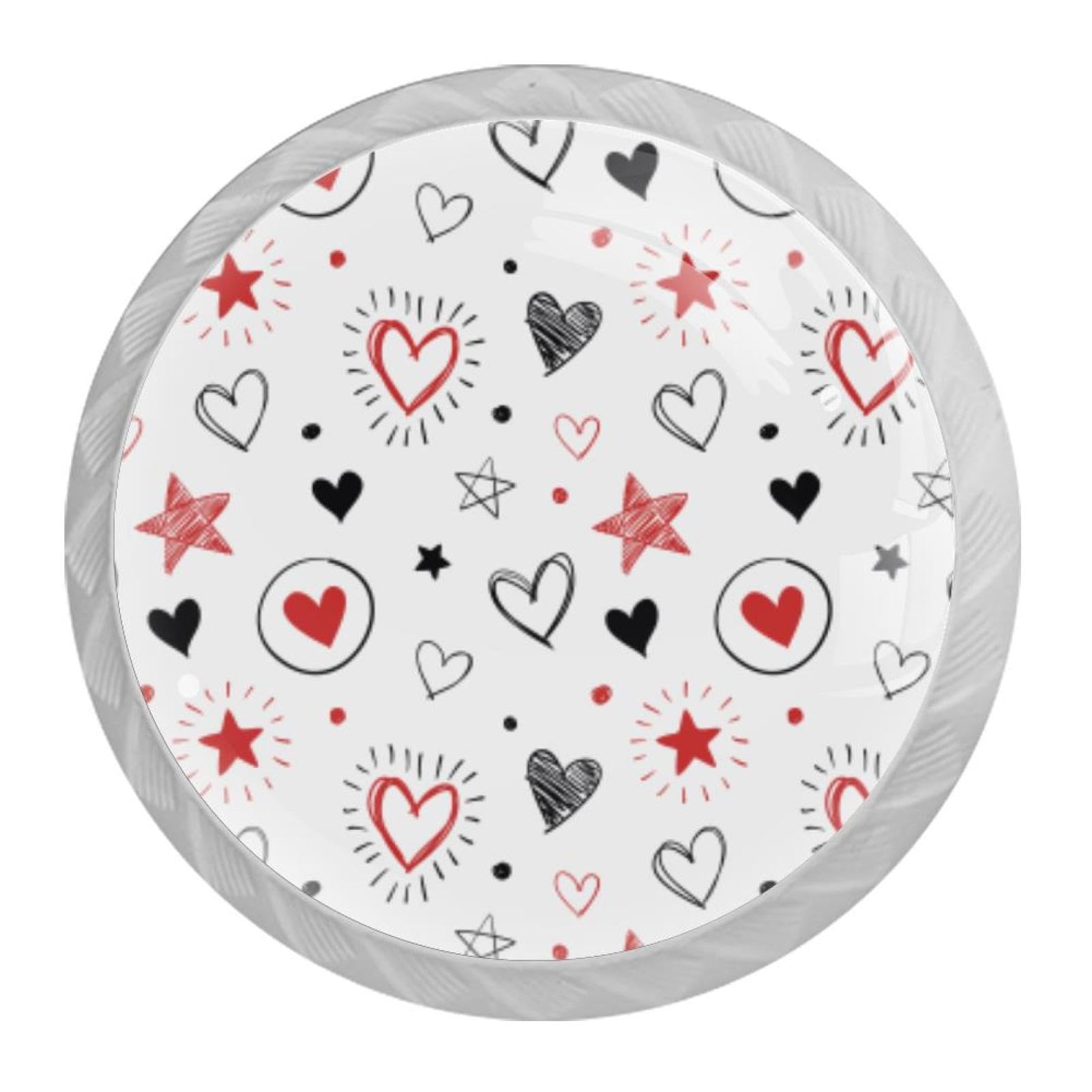 Tqmspg Multi02 4 Pieces Drawer Pulls Star Doodle Pattern Door Knobs Dresser Handles For Kitchen Wardrobe Cupboard Hardware Furniture