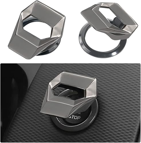 Motor StartStop - Cubierta para botón de presión, decoración para interruptor de automóvil, aleación de aluminio antiarañazos (gris oscuro)