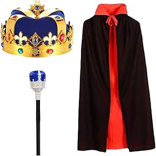 YIJU Traje de Rei para Crianças Roupa de Chapéu Rei Real Acessórios Traje Traje Medieval para Dramatização Palco Performance Festa Cosplay, Azul