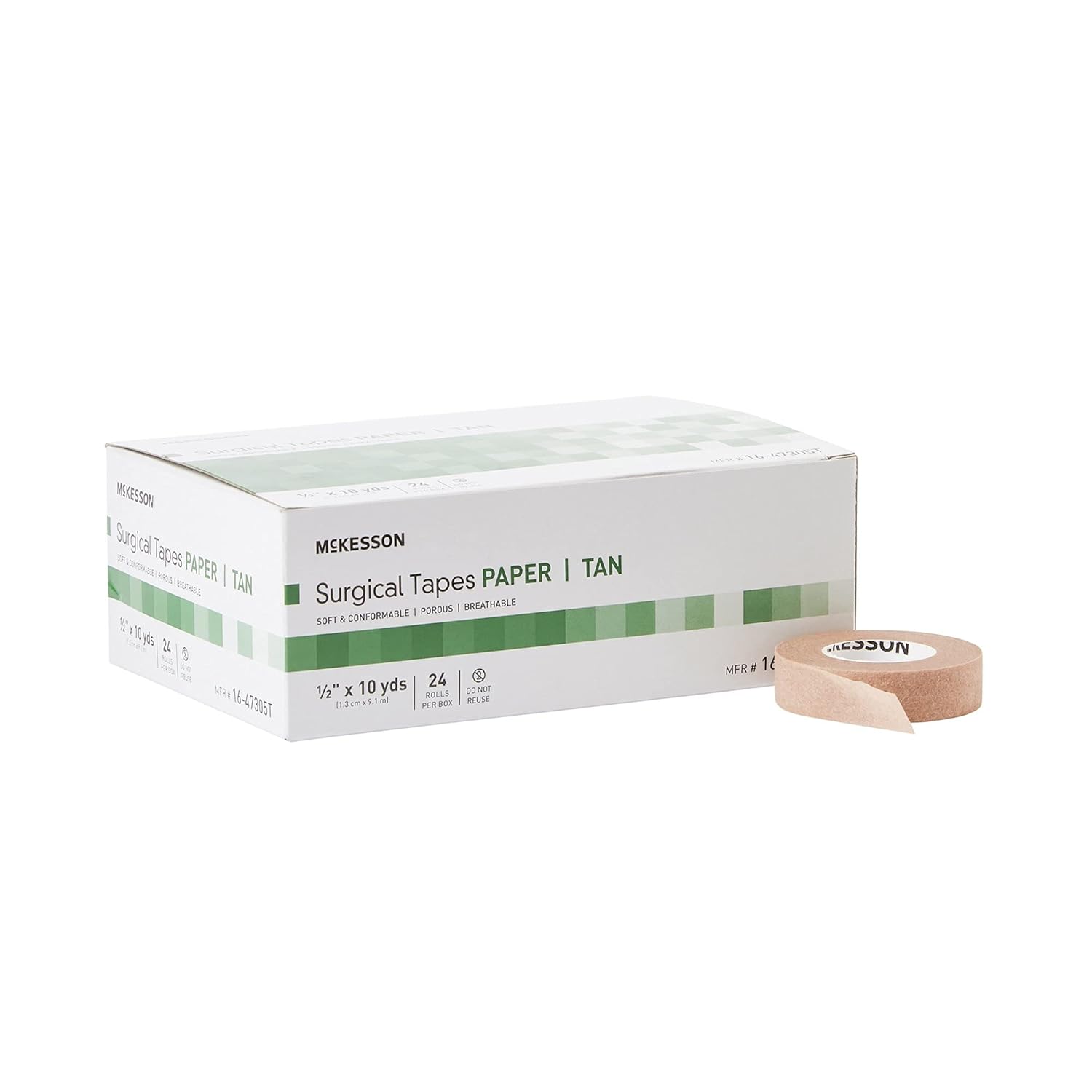 McKesson Surgical Tapes, Non-Sterile, Breathable Paper, 1 in x 10 yds, 12 Rolls, 12 Packs, 144 Total