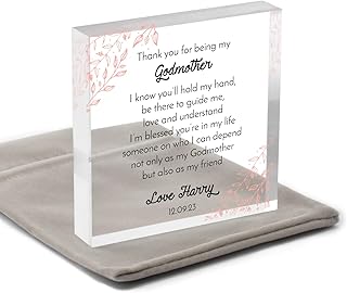 Beecreative Thank You For Being My Godmother Gift - Godmother Gifts From Godson Goddaughter Godchild - With Grey Bag