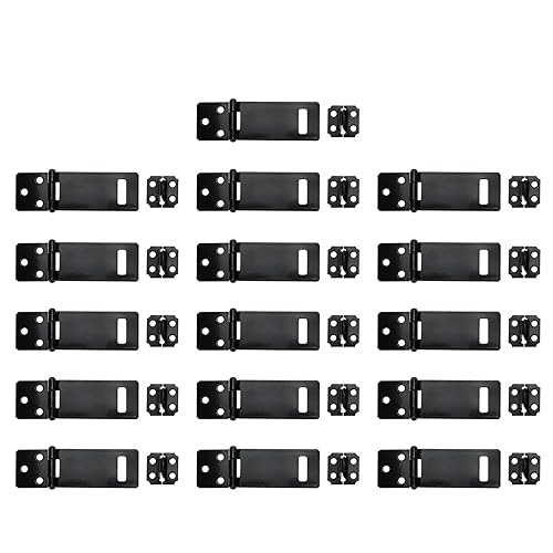 Miniatura 1 de Tsnamay Cerradura de candado negro, cerradura de cierre deslizante de puerta, cerradura de perno deslizante, cerradura de hierro pintado negro de