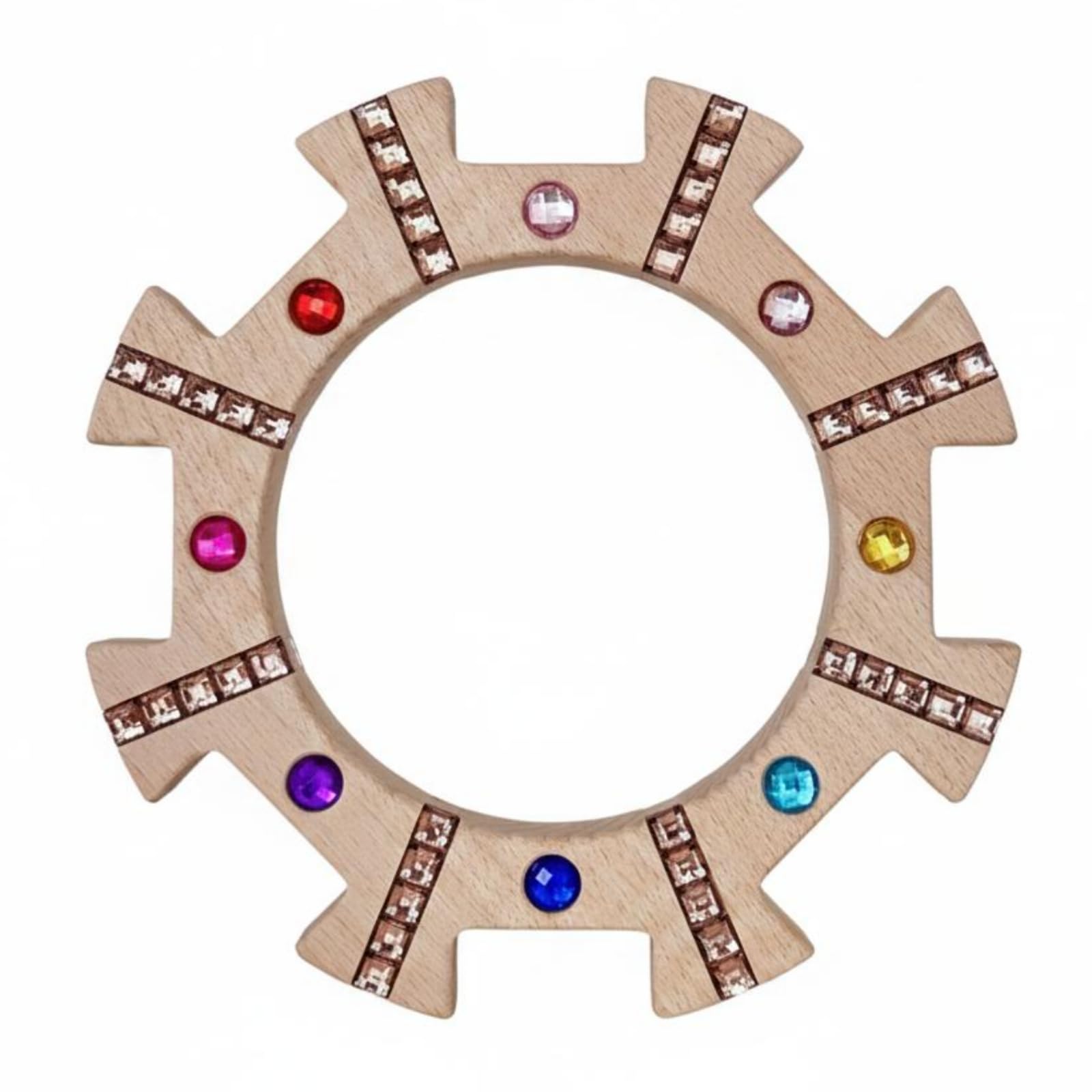 Bloques Apilables para Niños Juguete de Madera Circular Anillo Apilable Torre Educativa con Centro Hueco y Detalles Joya Superficie de Natural, Pudín