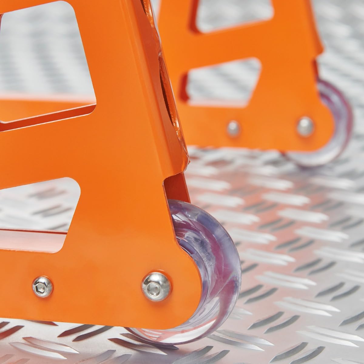 Motorrad Ständer Hinterrad Montageständer MotoGP - Orange - Aluminium 3 kg, Hebekapazität 250 kg, Verstellbar 24–36 cm, Kompatibel mit Bobbins M6 M8 M10 M12