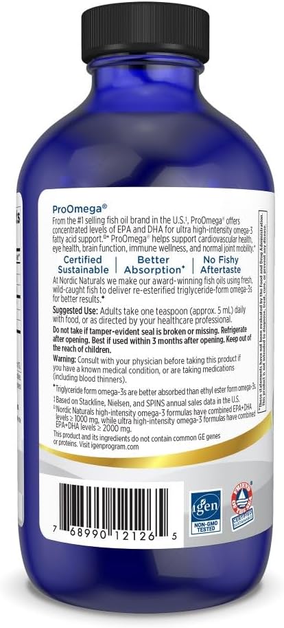 Nordic Naturals ProOmega Liquid, 2840mg EPA DHA, High Potency Fish Oil - 8oz
