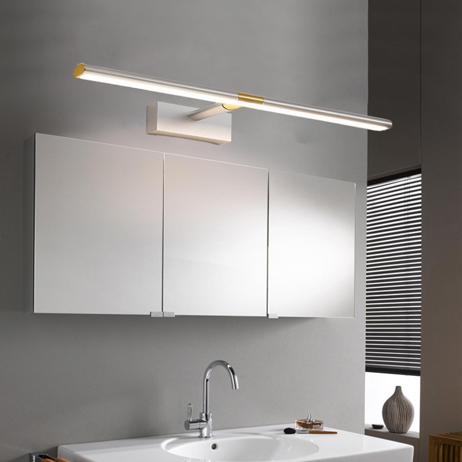 LED Spiegellampe Badezimmer Spiegelschrank Beleuchtung Wandlampen Modern Aluminium Wandleuchten Wasserdicht Spiegelleuchte Badspiegelleuchten Bilderleuchte Badschrank (Silbernes Weißes Licht,40cm)