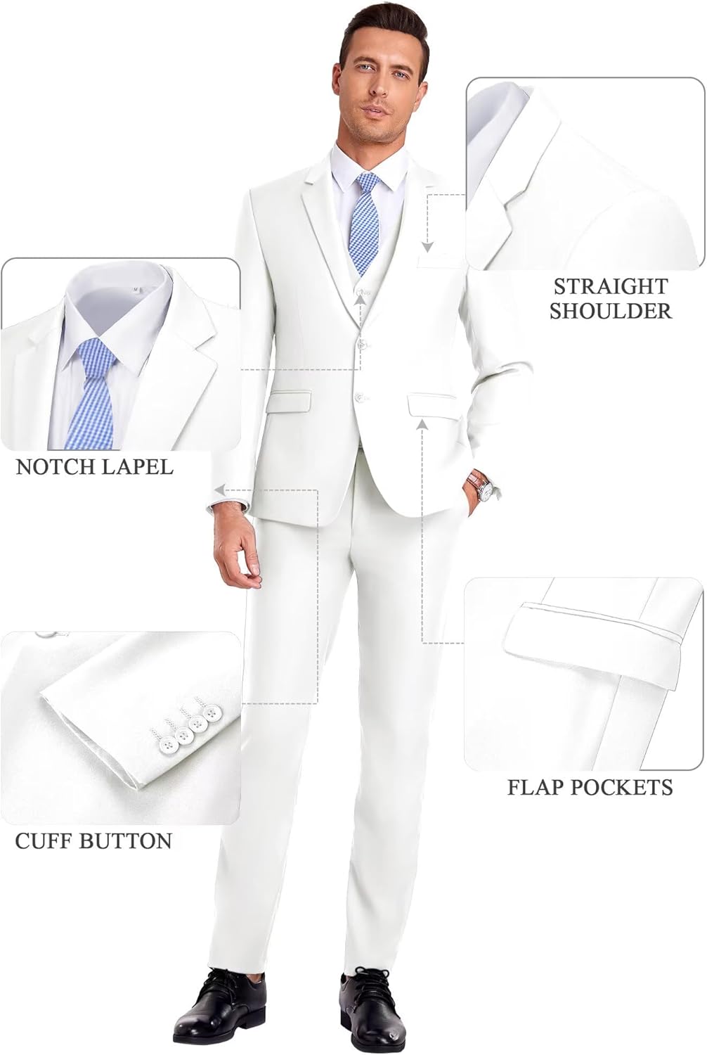 High-End Suits Men Suit Groomsmen Suit Orange Slim Fit 3 Pieces Suit for Men Notched Lapel Jacket Vest Pants - Image 4