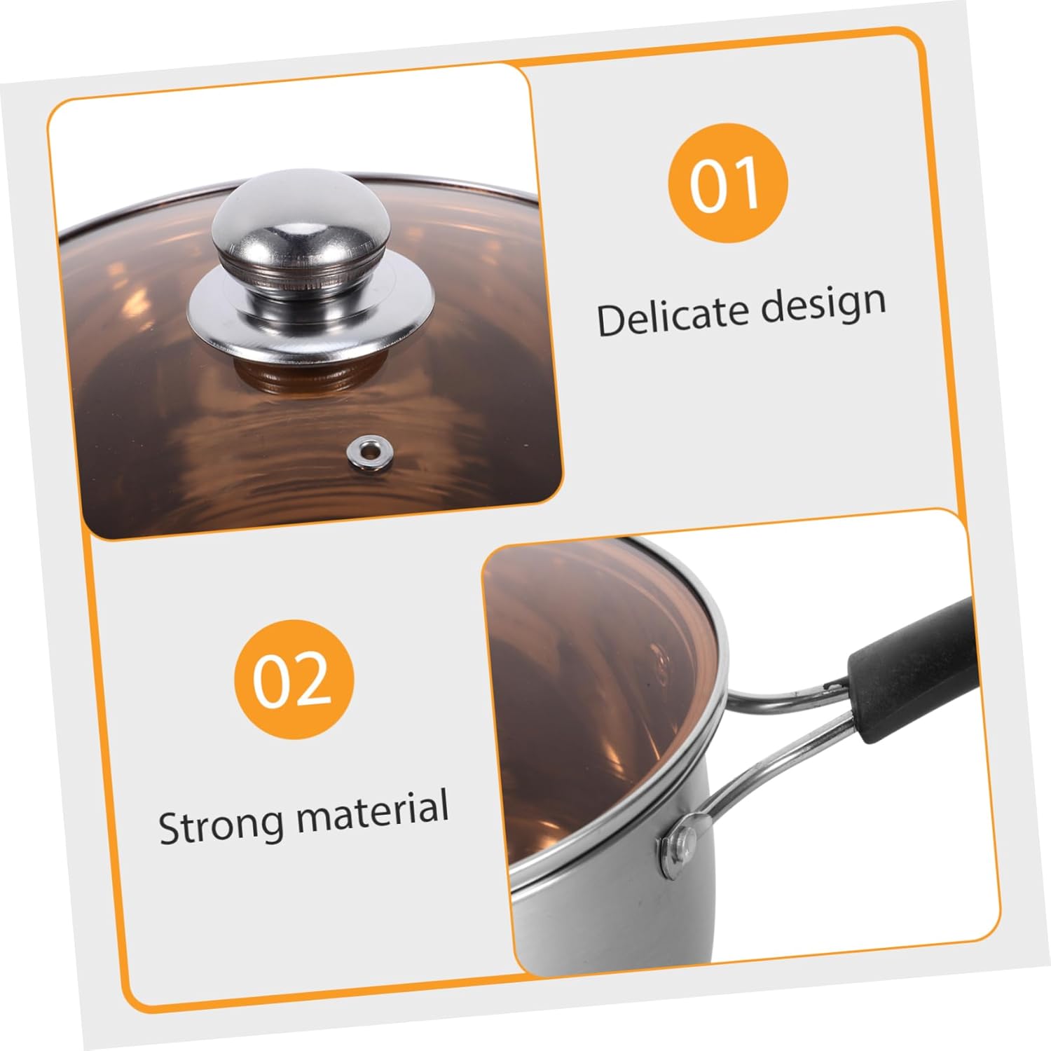 KICHOUSE Small Saucepan Lid Steaming Pot Cooking Saucepan Steam Pot Kit for Even Heat Cooking