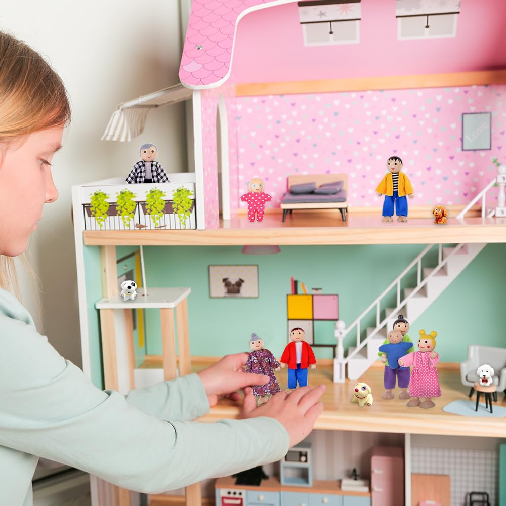 Riisoyu Wooden Dollhouse People Family Set - Image 4
