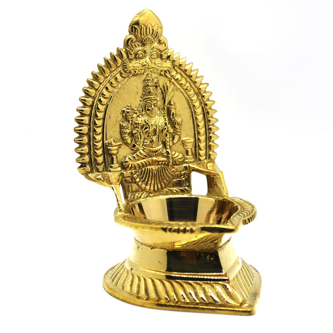 JDS Puja Articles Traditional Panchaloha Kamatchi Vilakku/Kamakshi Devi Maa Diya/Oil Lamp, Golden (Weight:370g) - Image 2 thumbnail
