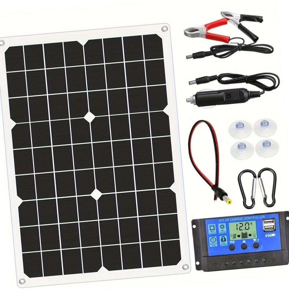 Portable Solar Panel Kit with Solar Charge Controller for Car RV Fishing-image-25
