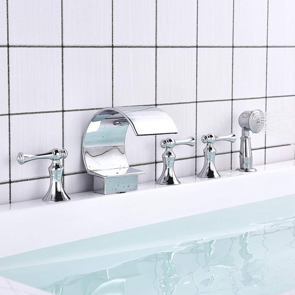 DFGHNBVC Bathtub Faucet Mixer Basin Tap Wide Spout Waterfall Tub Bathroom Faucet Hot And Cold Water Mixer With Hand Shower Bath Faucet
